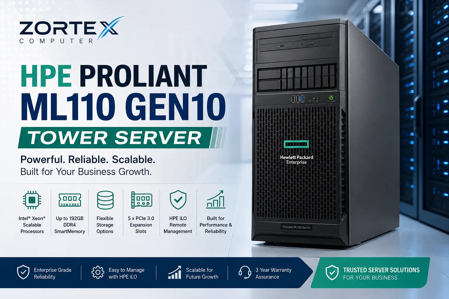 HPE ProLiant ML110 Gen10 Tower Server Image