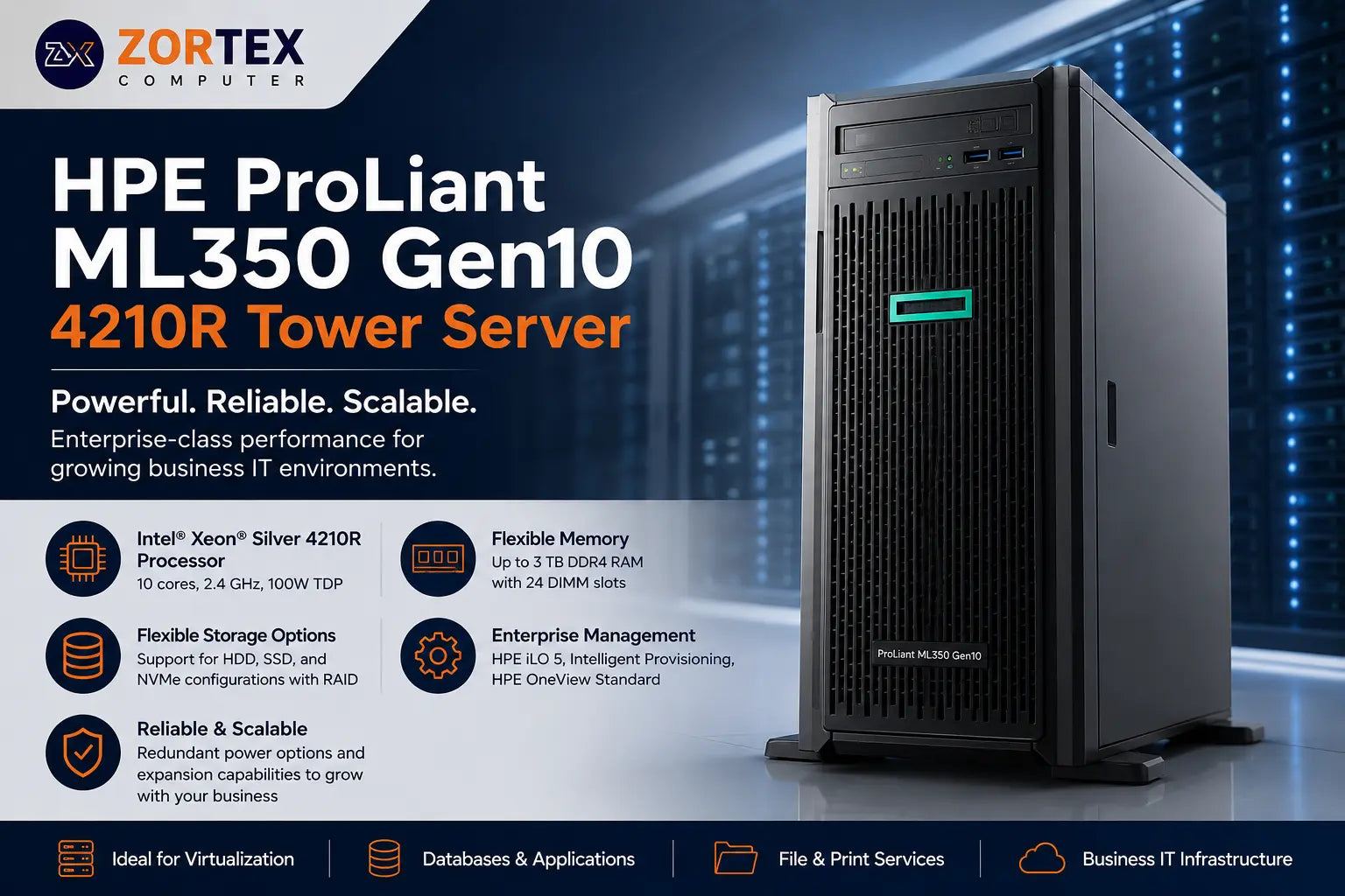 HPE ML350 Gen10 4210R Tower Server Image