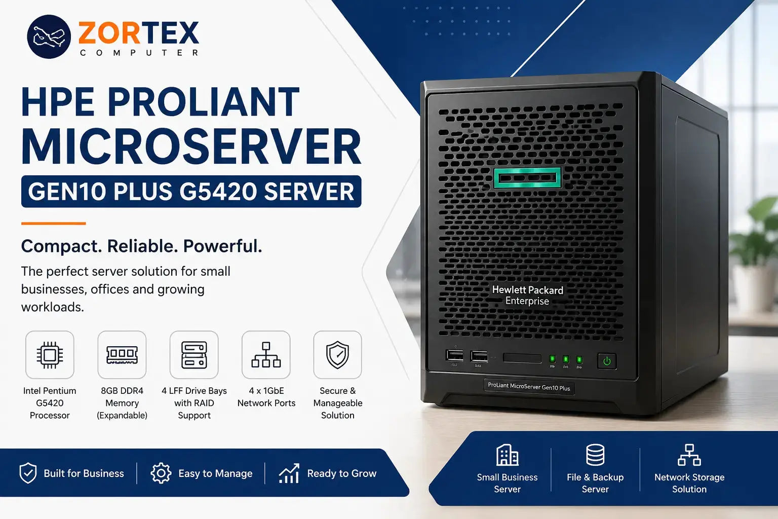 HPE MicroServer Gen10 Plus G5420 small business server