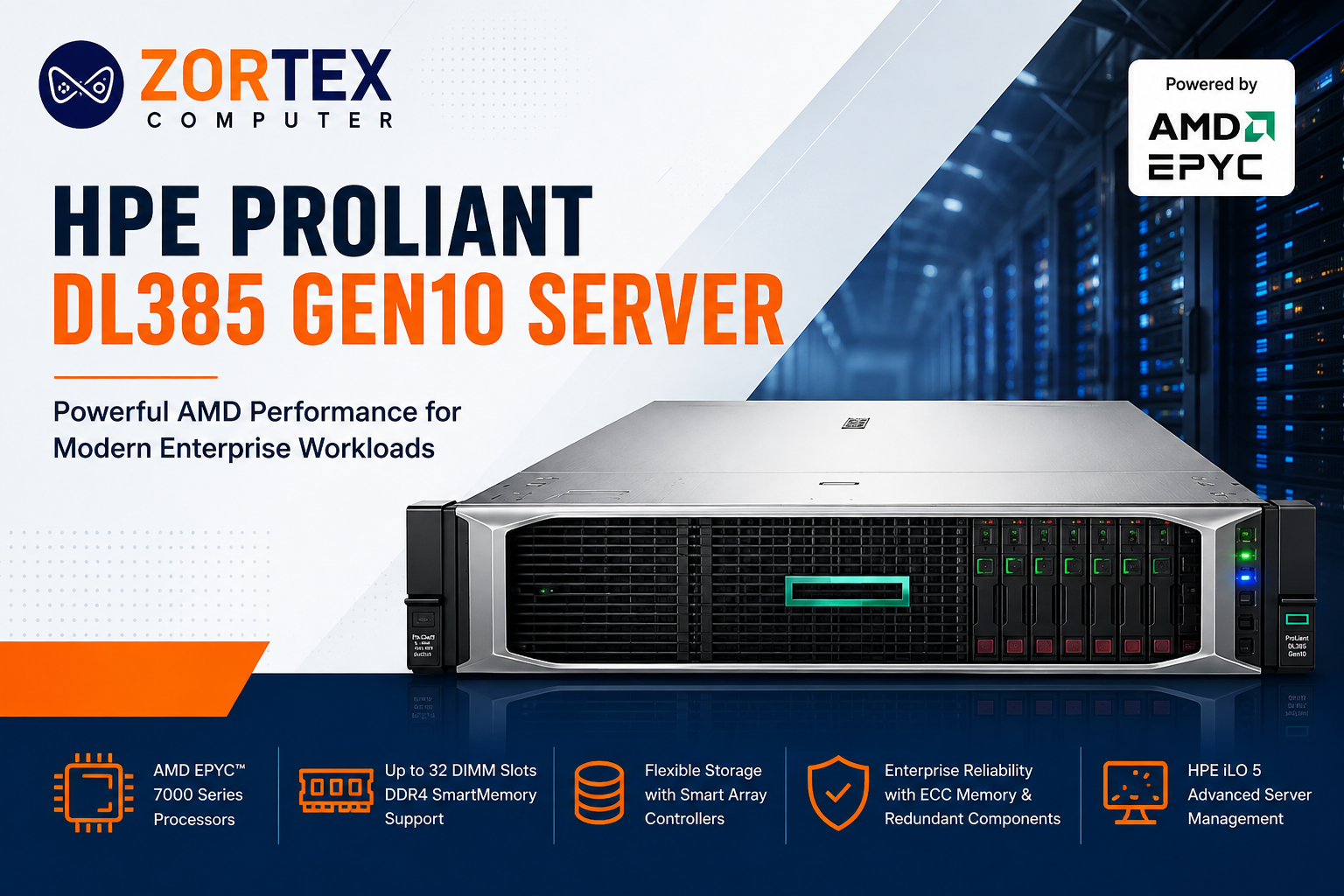 HPE DL385 Gen10 enterprise rack server