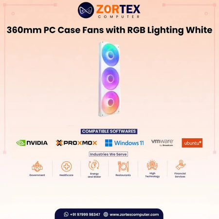 NZXT 360mm PC Case Fans with RGB Lighting White Case Fan