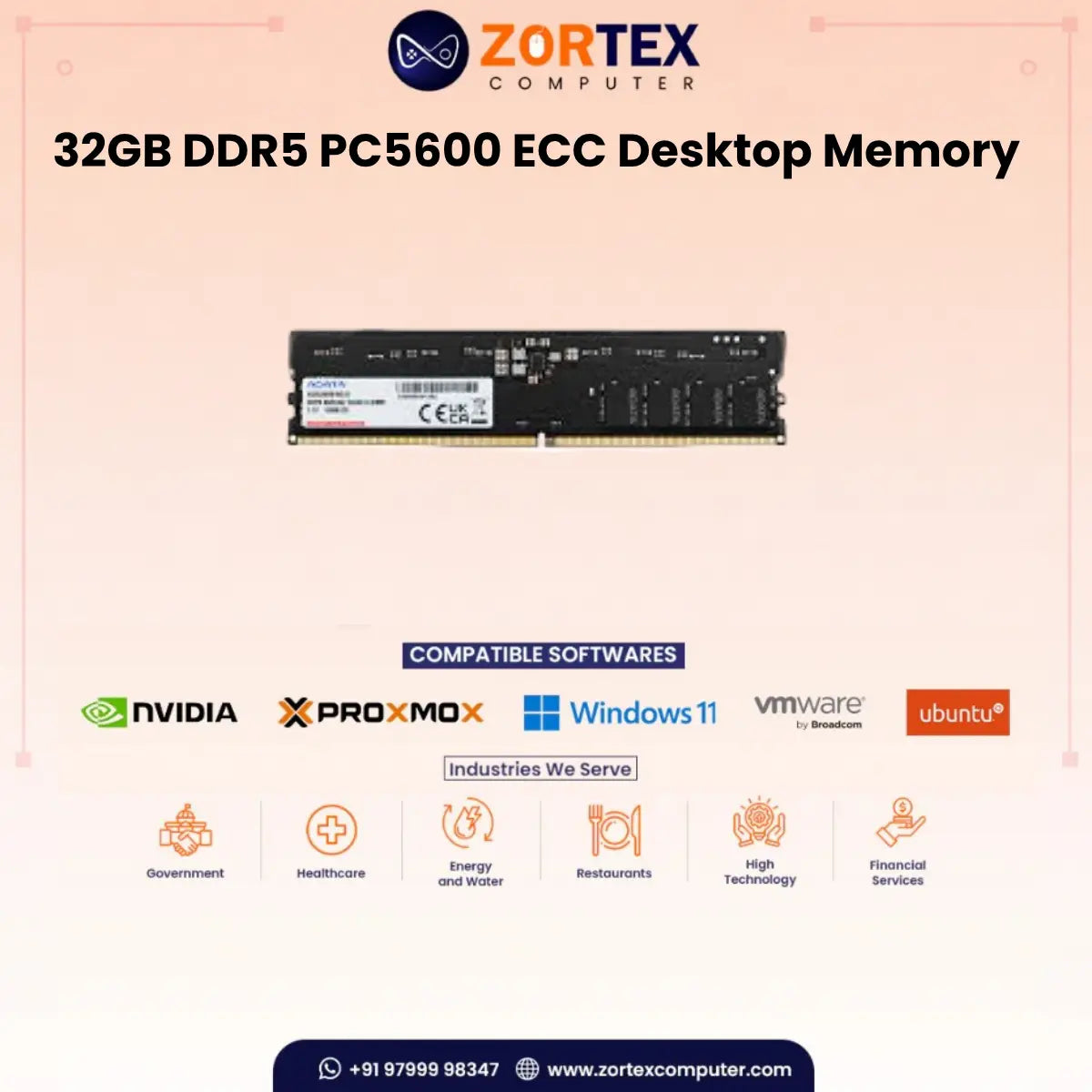 ZION Gold 32GB DDR5 5600MHz ECC Desktop RAM
