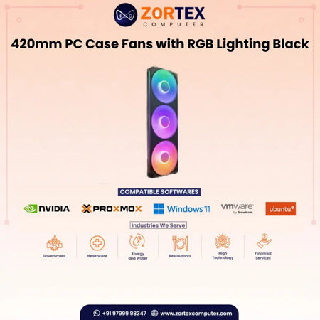 NZXT 420mm PC Case Fans with RGB Lighting Black Case Fan