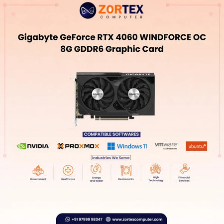 Gigabyte GeForce RTX 4060 WINDFORCE OC 8G GDDR6 Graphic Card GV-N4060WF2OC-8GD