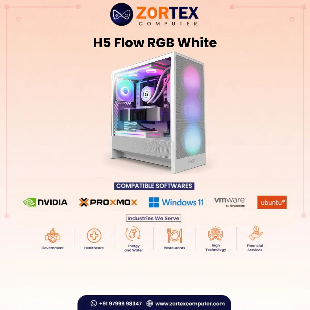 NZXT H5 Flow RGB White PC Case
