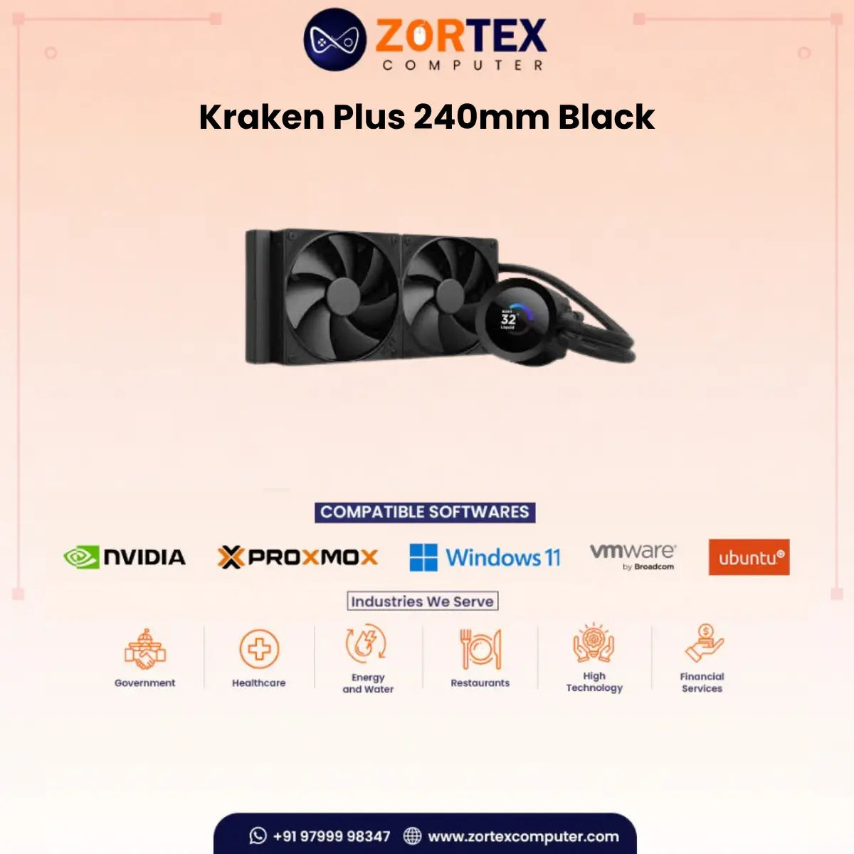 NZXT Kraken Plus 240 Black CPU Liquid Cooler