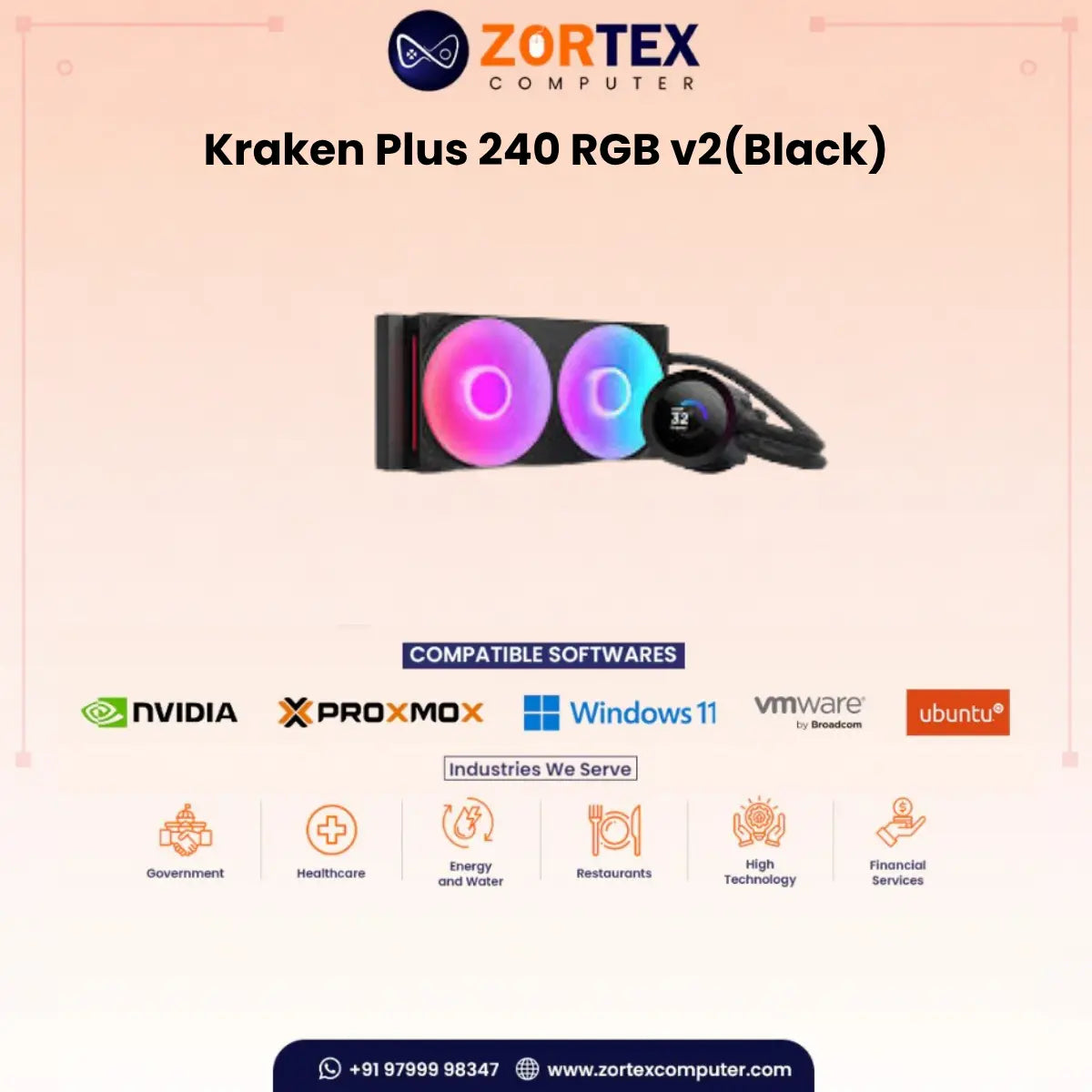 NZXT Kraken Plus 240 RGB V2 Black CPU Liquid Cooler