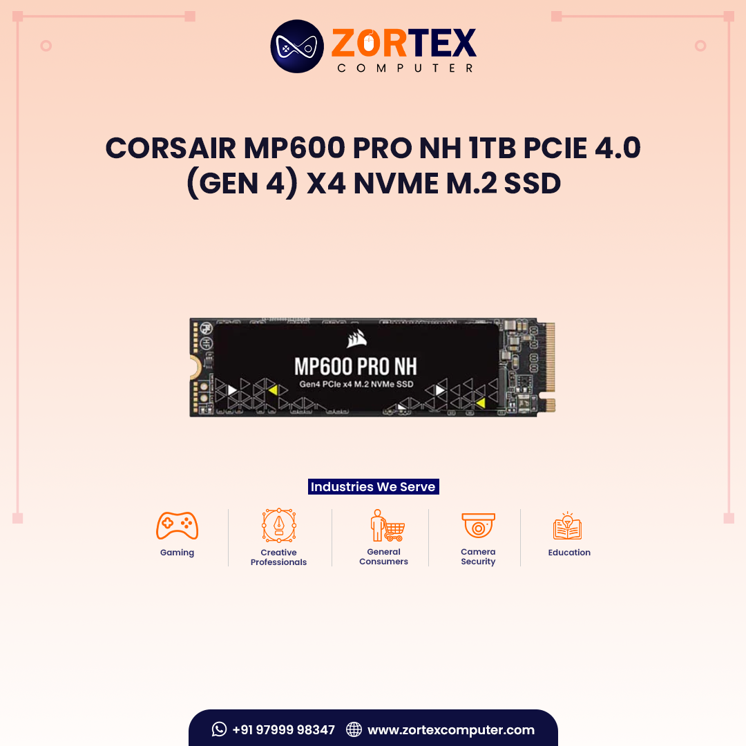 Corsair MP600 PRO NH 1TB PCIe 4.0 (Gen 4) x4 NVMe M.2 SSD