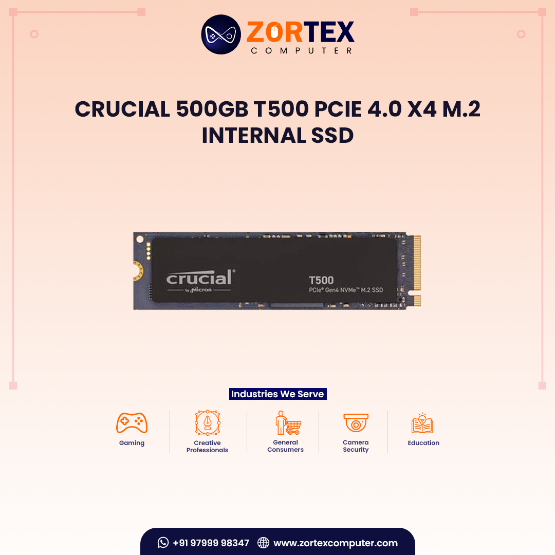 Crucial 500GB T500 PCIe 4.0 x4 M.2 Internal SSD