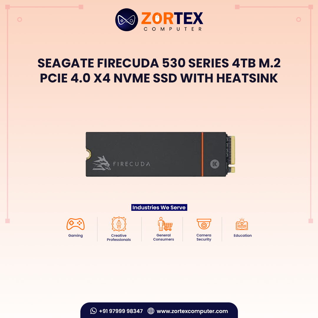 Seagate FireCuda 530 Series 4TB M.2 PCIe 4.0 x4 NVMe SSD with Heatsink