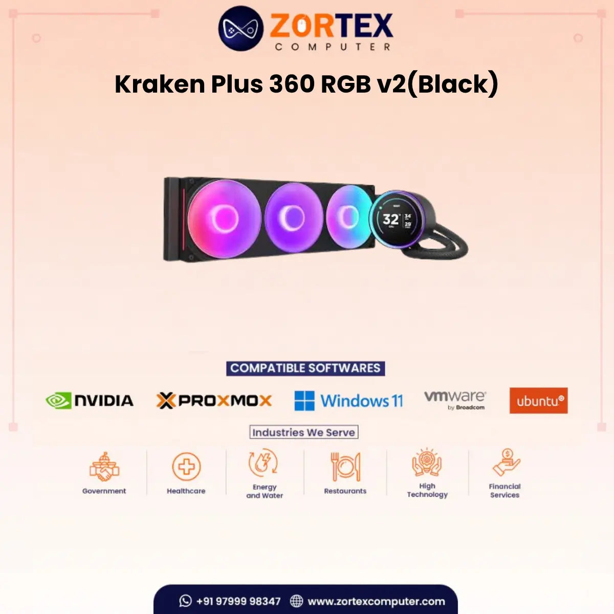 NZXT Kraken Plus 360 RGB V2 Black CPU Liquid Cooler