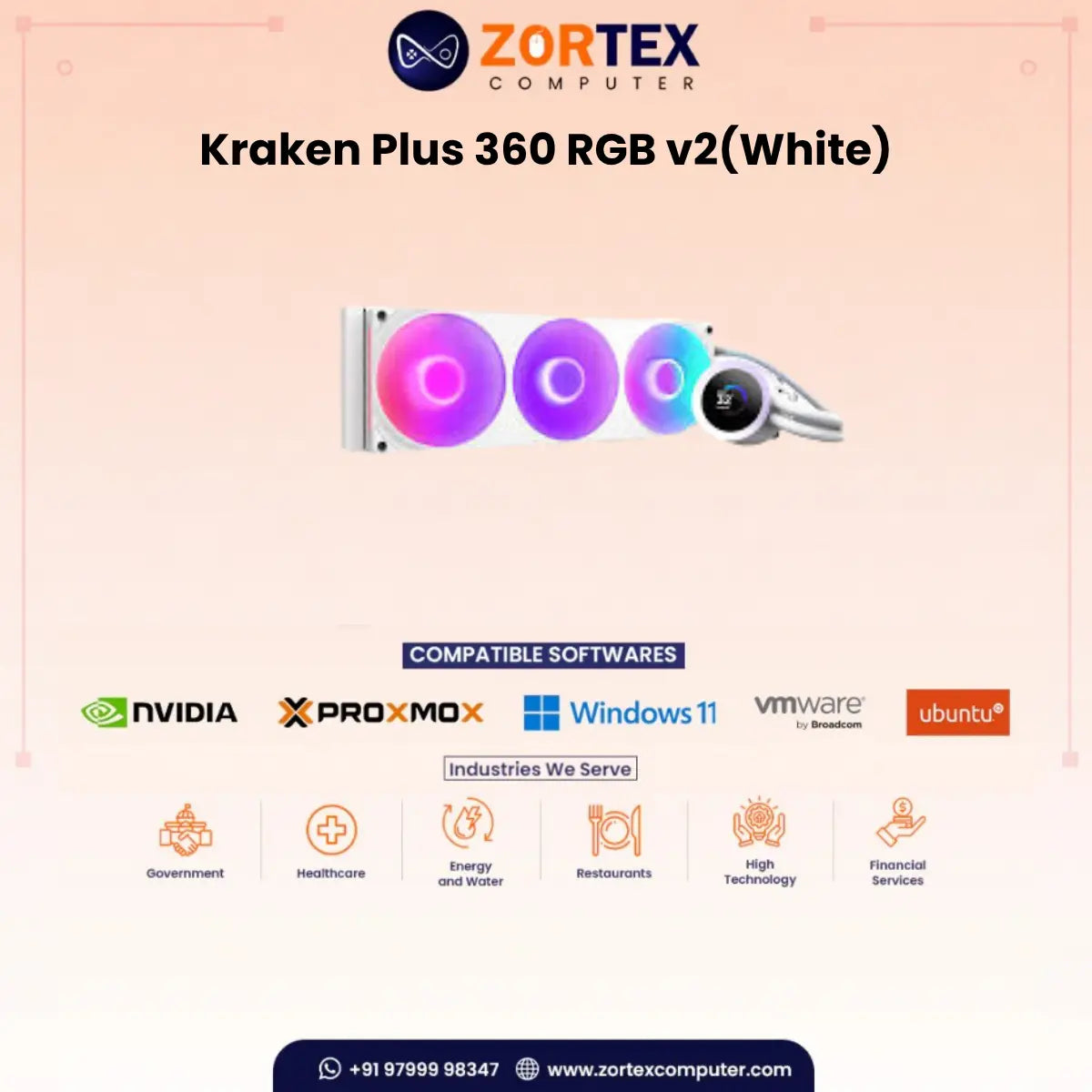 NZXT Kraken Plus 360 RGB V2 White CPU Liquid Cooler