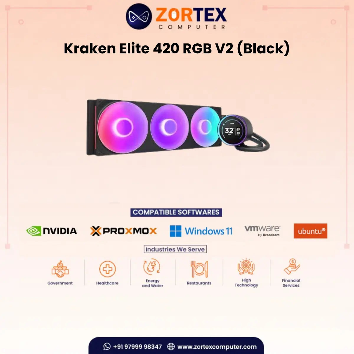 NZXT Kraken Elite 420 RGB V2 Black CPU Liquid Cooler