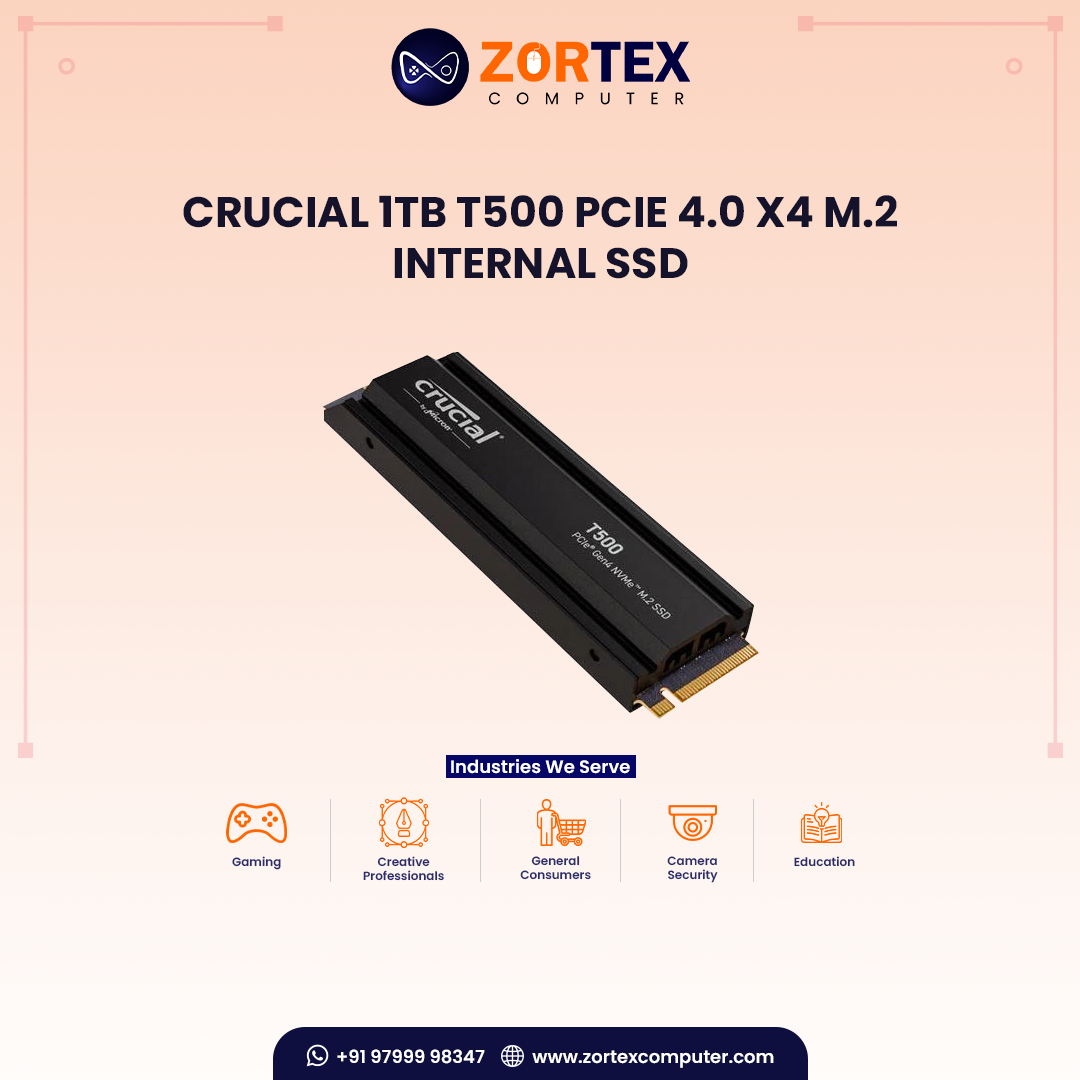 Crucial 1TB T500 PCIe 4.0 x4 M.2 Internal SSD