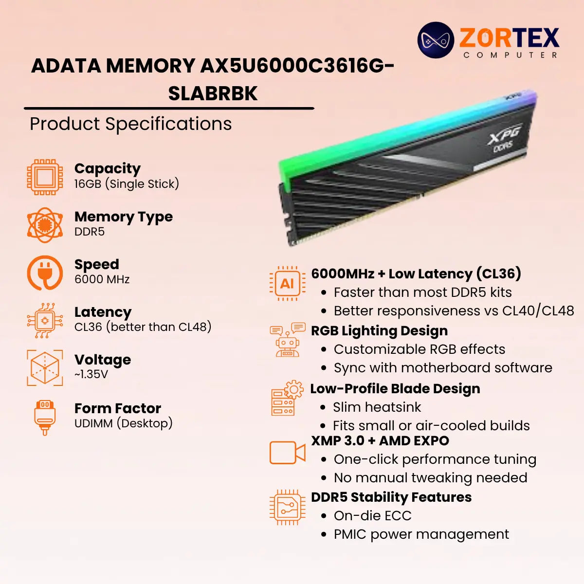 ADATA MEMORY AX5U6000C3616G-SLABRBK