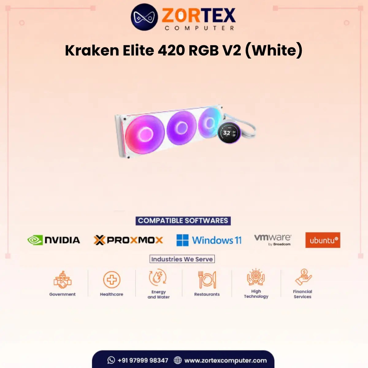 NZXT Kraken Elite 420 RGB V2 White CPU Liquid Cooler