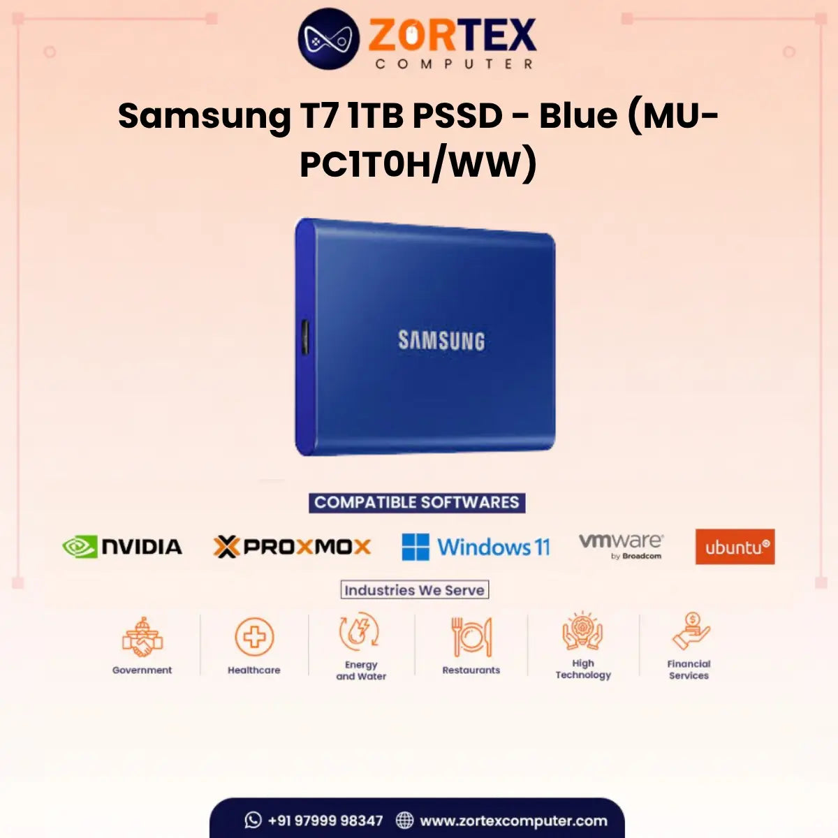 Samsung T7 1TB PSSD - Blue (MU-PC1T0H/WW)