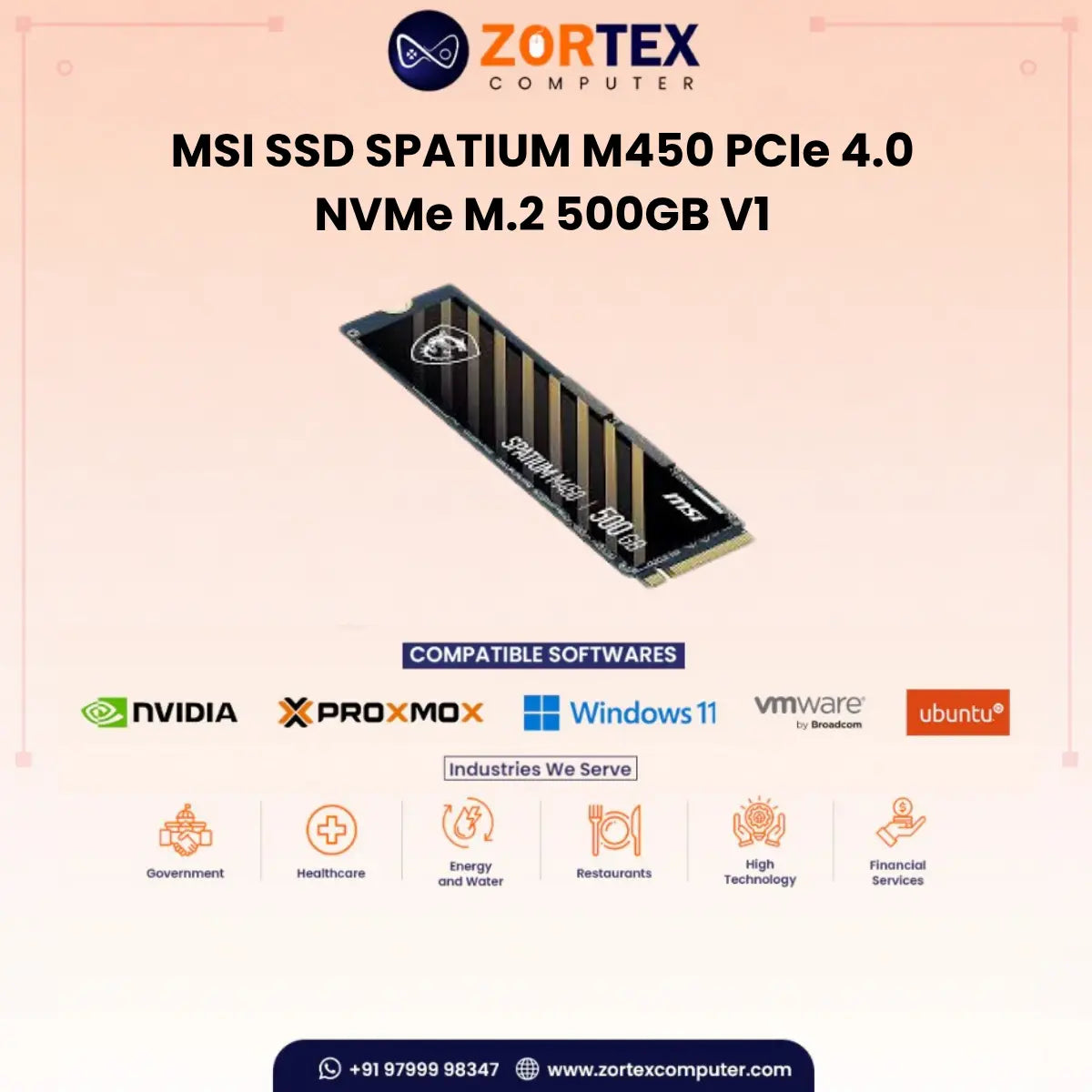 MSI SPATIUM M450 500GB PCIe 4.0 NVMe M.2 SSD