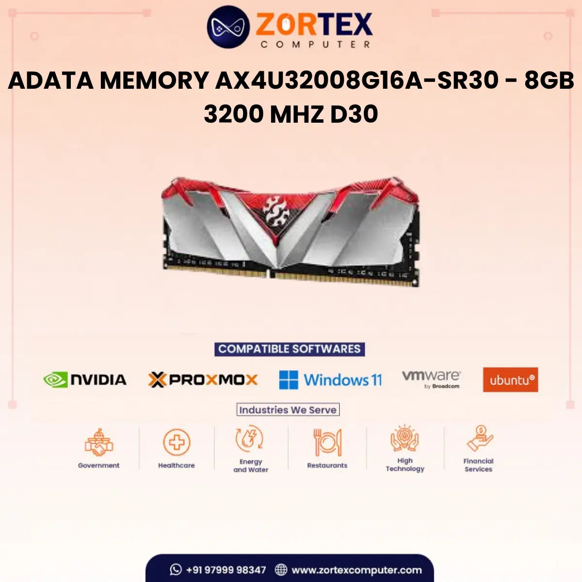 ADATA MEMORY AX4U32008G16A-SR30 - 8GB 3200 MHZ D30
