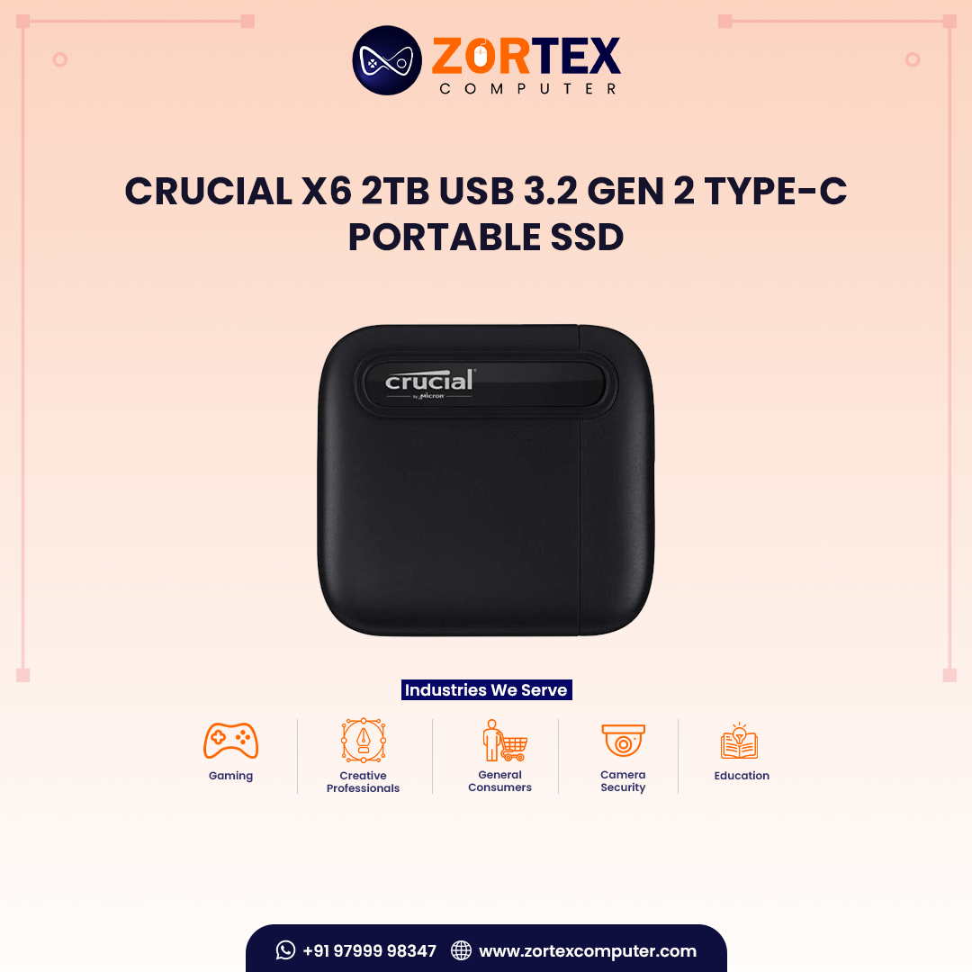 Crucial X6 2TB USB 3.2 Gen 2 Type-C Portable SSD
