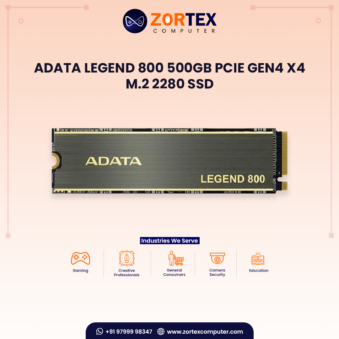 ADATA LEGEND 800 500GB PCIe Gen4 x4 M.2 2280 SSD