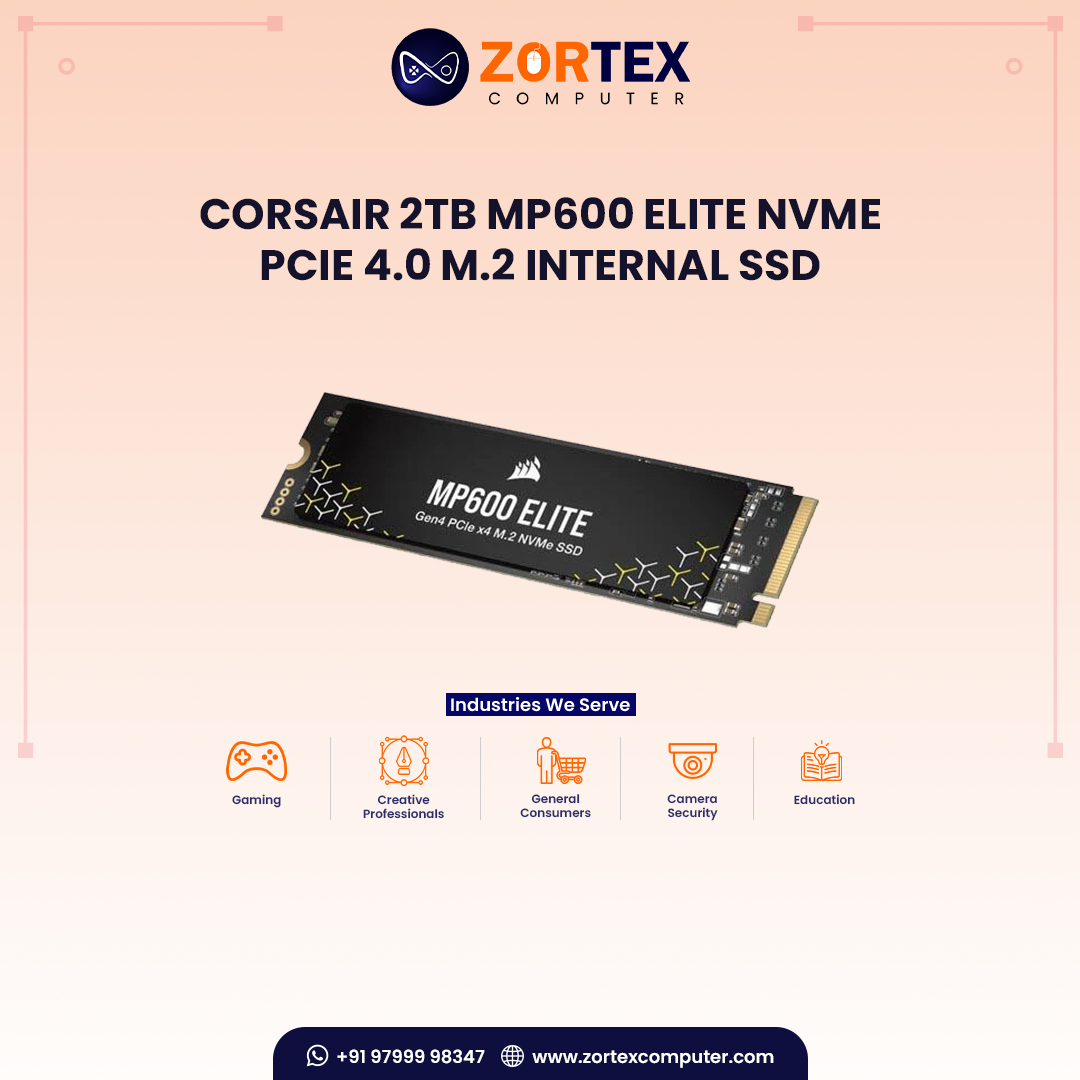 Corsair 2TB MP600 ELITE NVMe PCIe 4.0 M.2 Internal SSD
