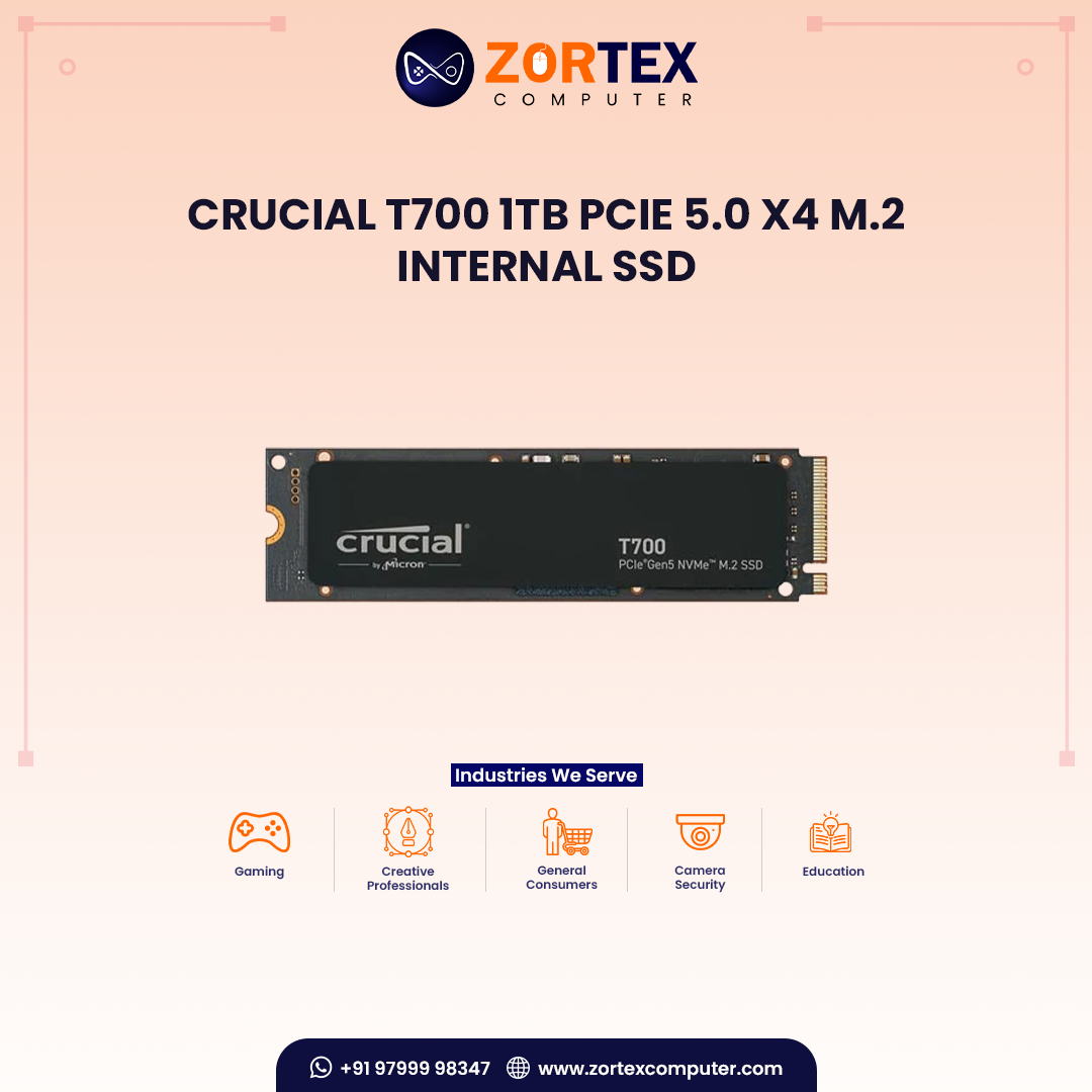 Crucial T700 1TB PCIe 5.0 x4 M.2 Internal SSD