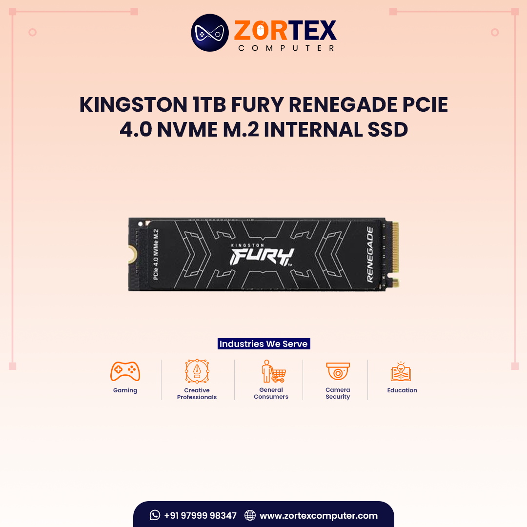 Kingston 1TB FURY Renegade PCIe 4.0 NVMe M.2 Internal SSD