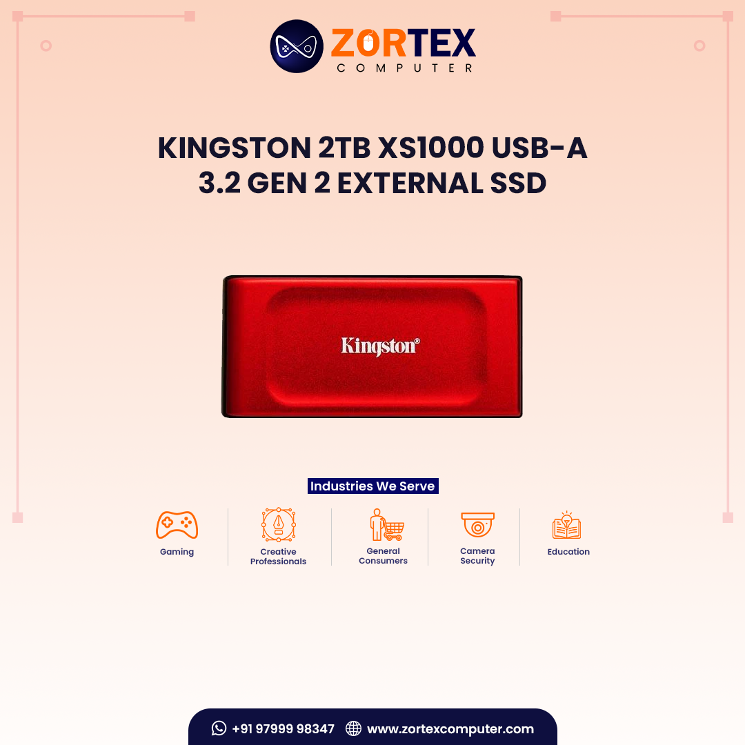 Kingston 2TB XS1000 USB-A 3.2 Gen 2 External SSD