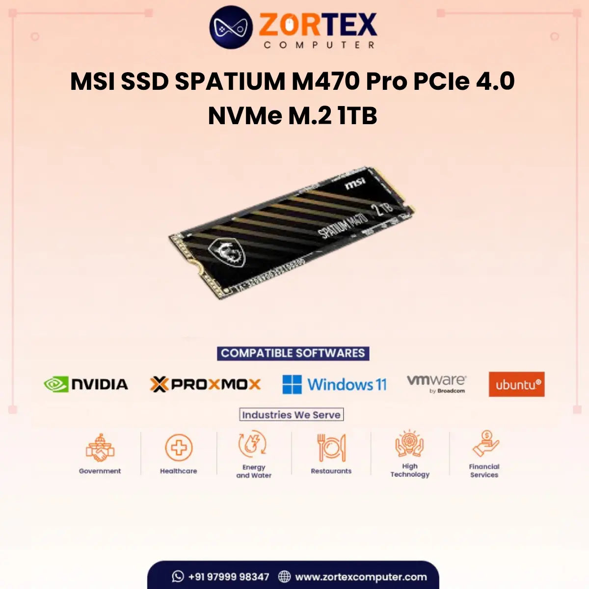 MSI SPATIUM M470 PRO 1TB PCIe 4.0 NVMe M.2 SSD