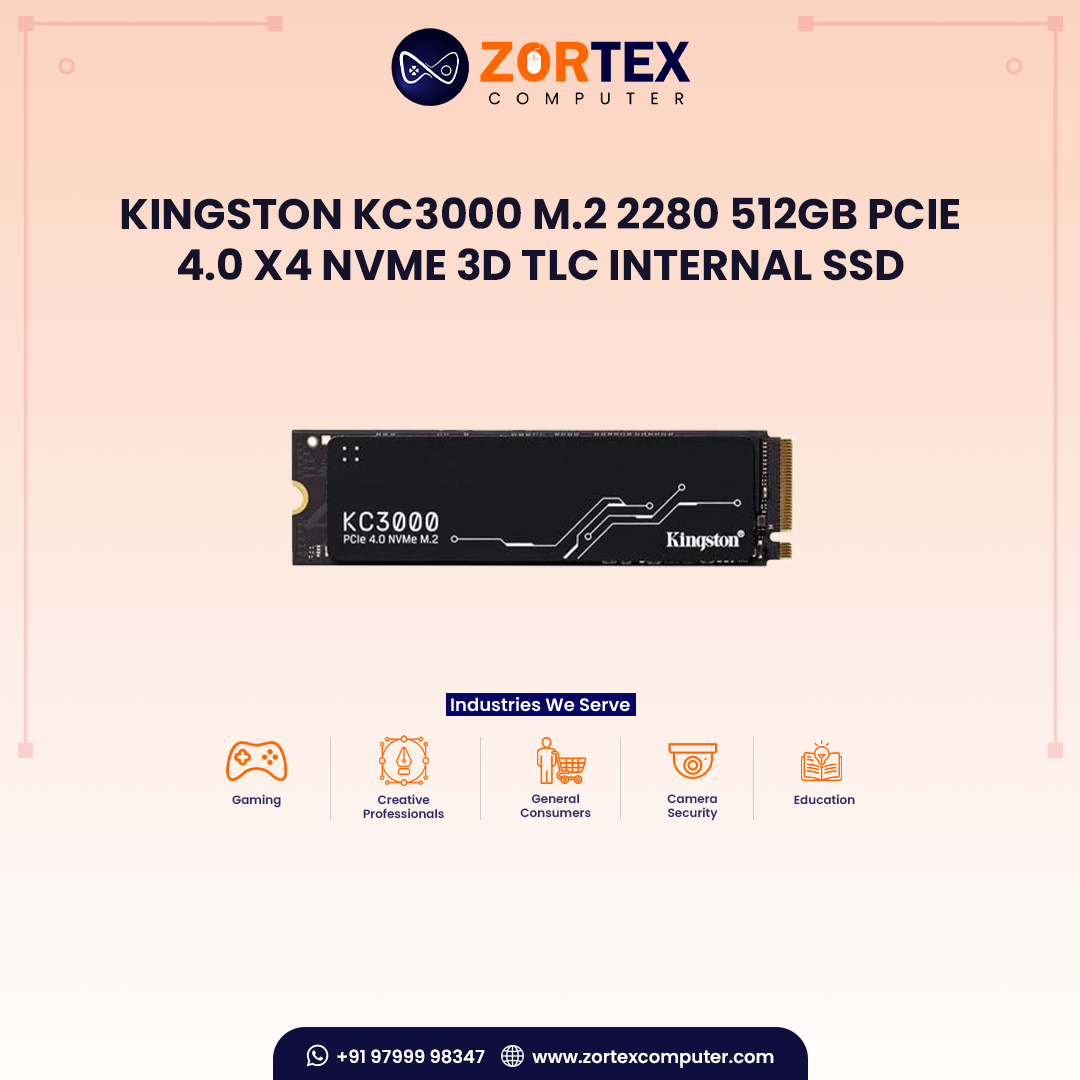 Kingston KC3000 M.2 2280 512GB PCIe 4.0 x4 NVMe 3D TLC Internal SSD