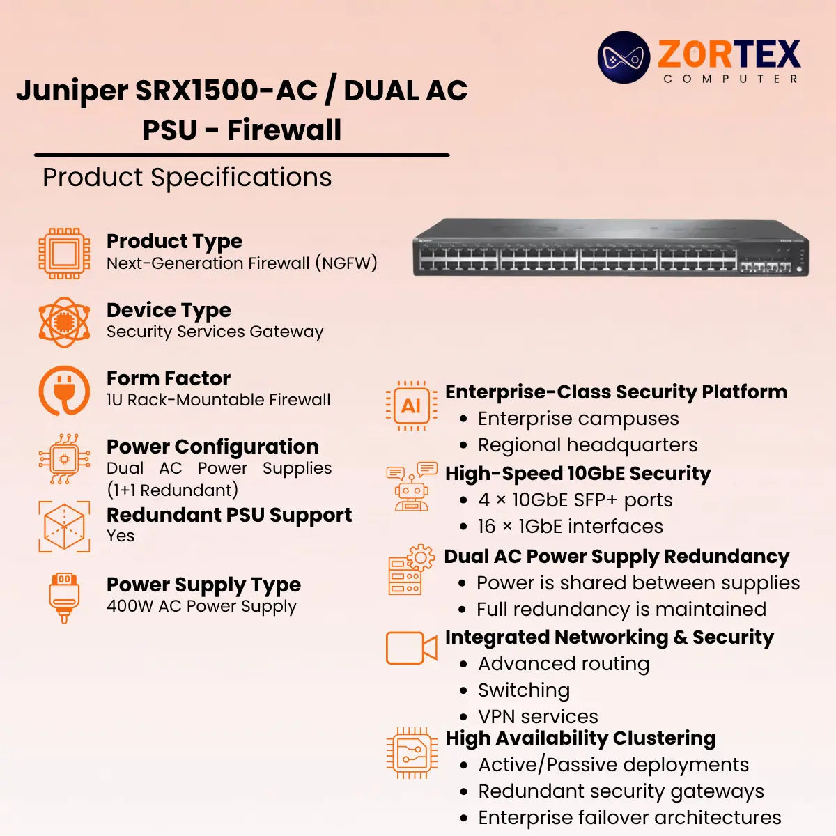 Juniper SRX1500-AC / DUAL AC PSU - Firewall