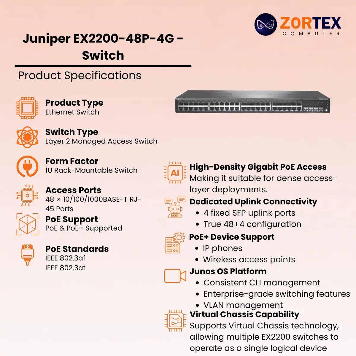 Juniper EX2200-48P-4G - Switch