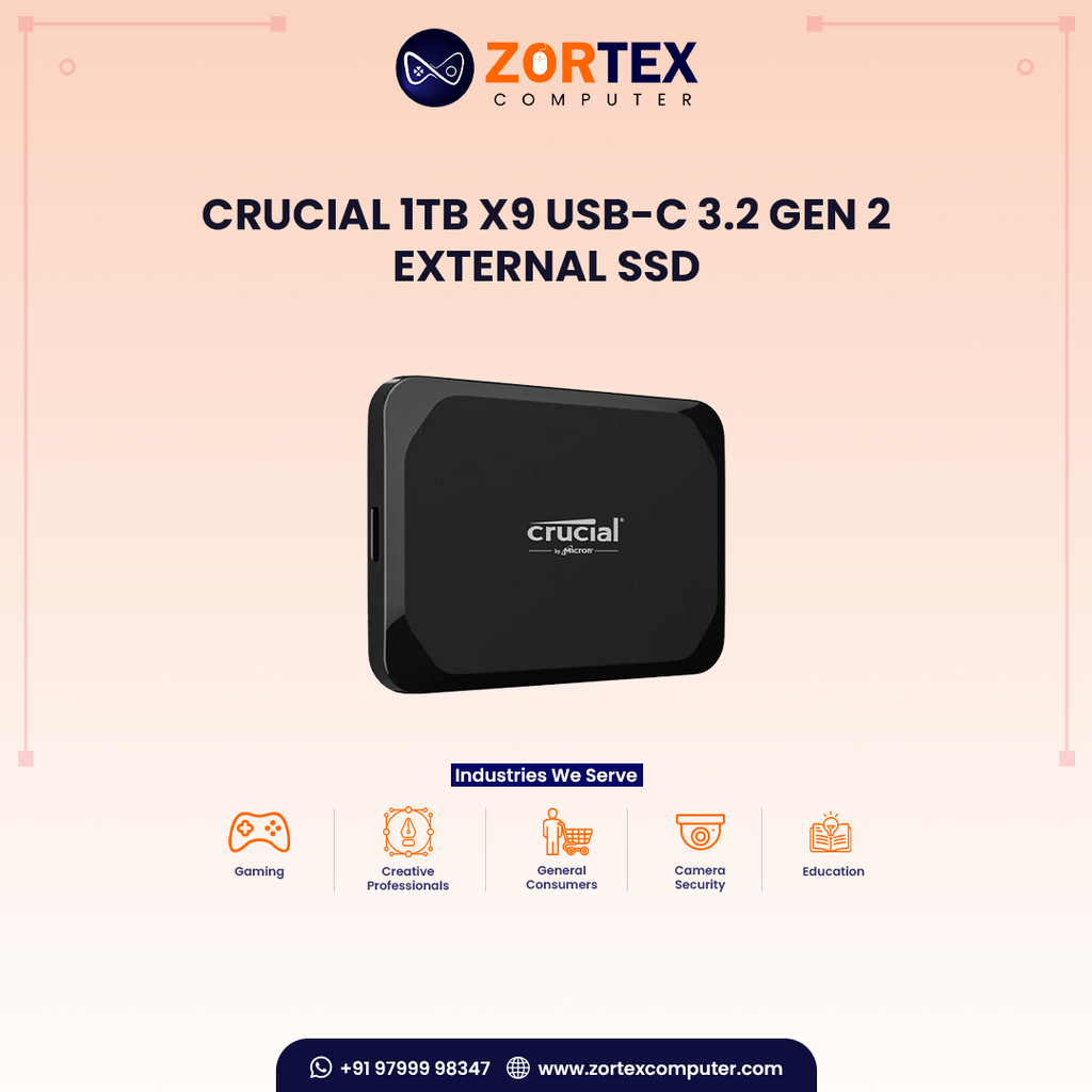 Crucial 1TB X9 USB-C 3.2 Gen 2 External SSD
