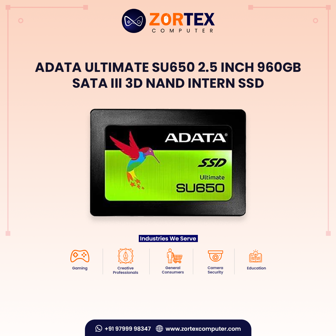 ADATA Ultimate SU650 2.5 Inch 960GB SATA III 3D NAND Intern SSD