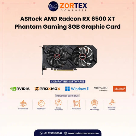 ASRock AMD Radeon RX 6500 XT Phantom Gaming 8GB Graphic Card RX6500XT PG 8GO