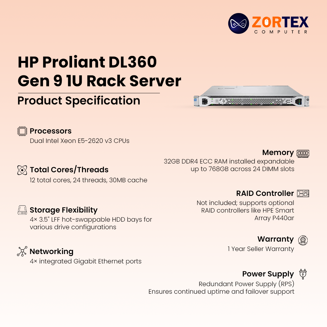 HP ProLiant DL360 Gen 9 1U Rack Server Specifications