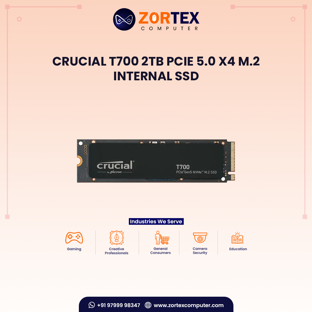 Crucial T700 2TB PCIe 5.0 x4 M.2 Internal SSD