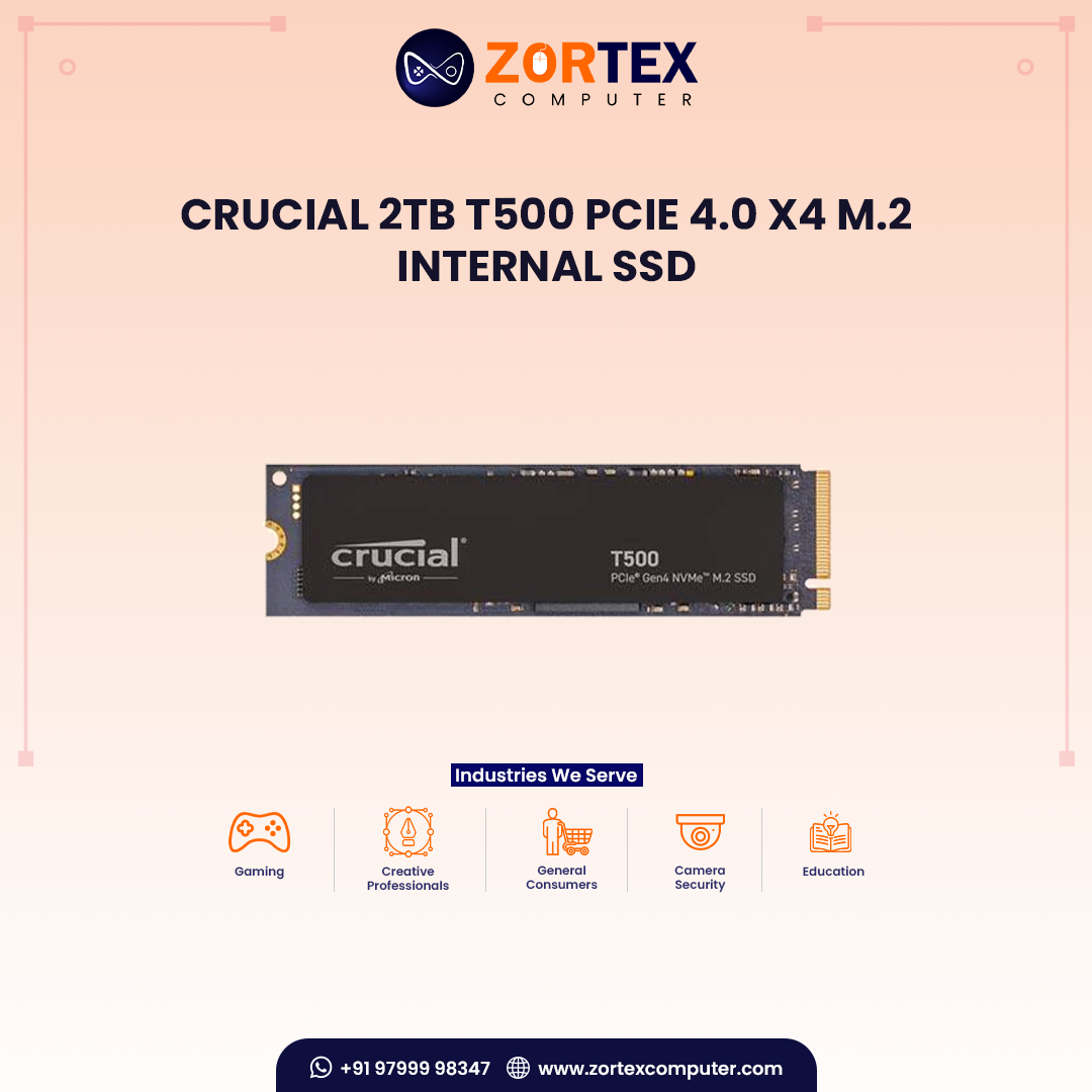 Crucial 2TB T500 PCIe 4.0 x4 M.2 Internal SSD
