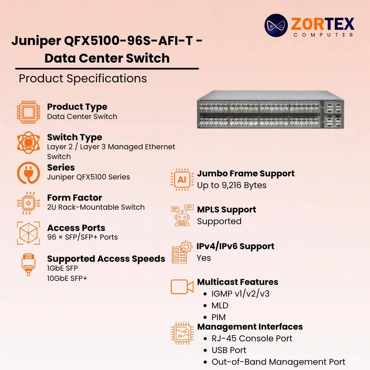 Juniper Qfx5100 96S Afi T Data Center Switch Juniper networking hardware image 2