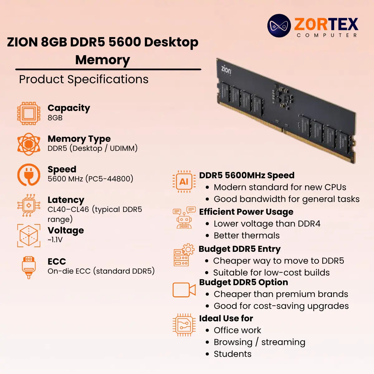 ZION 8GB DDR5 5600 Desktop Memory