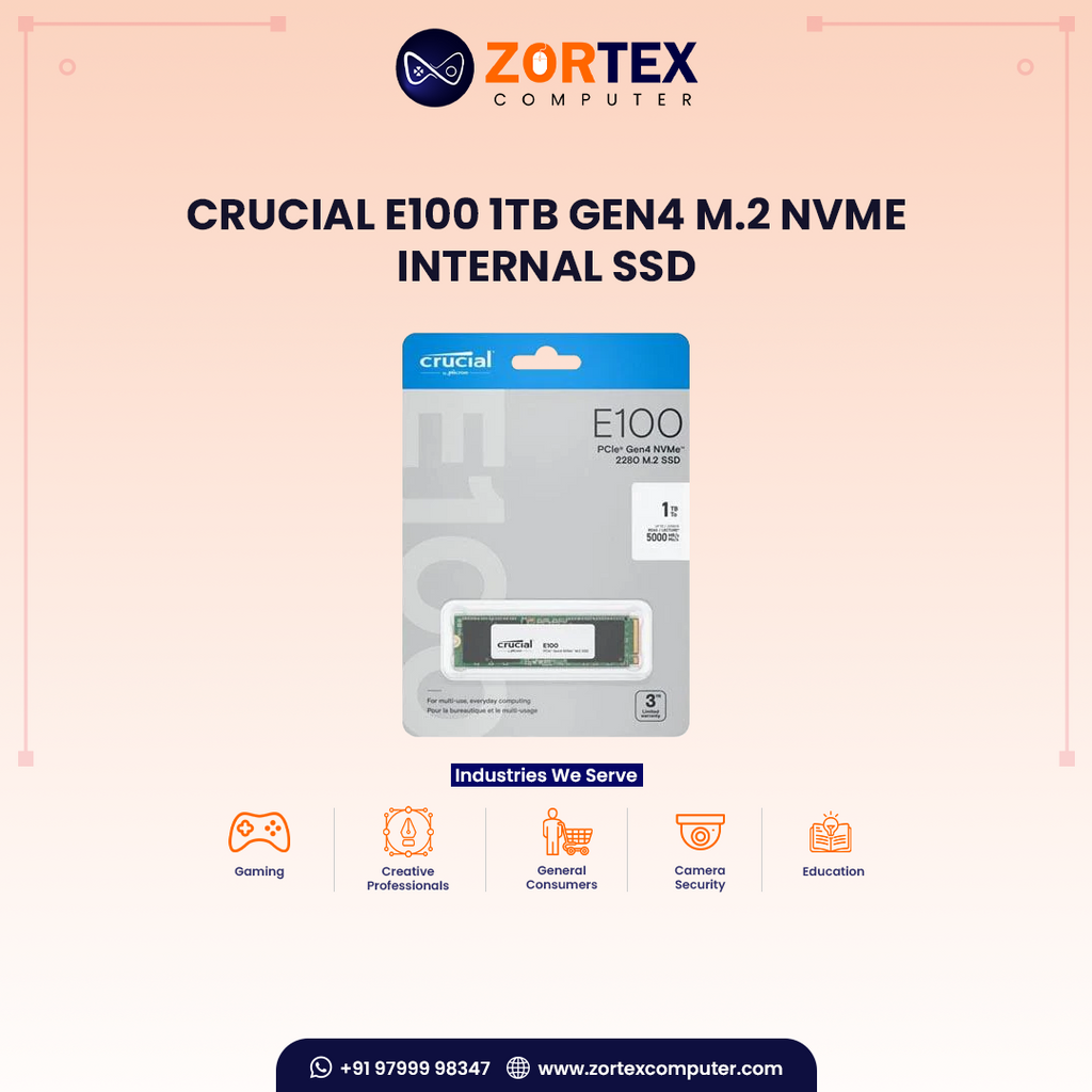 Crucial E100 1TB Gen4 M.2 NVMe Internal SSD
