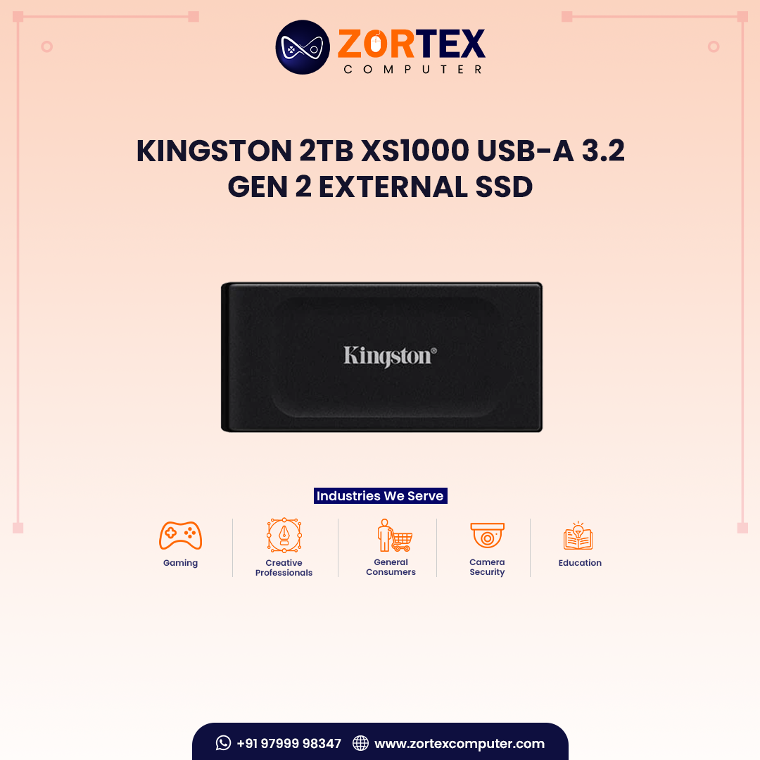 Kingston 2TB XS1000 USB-A 3.2 Gen 2 External SSD