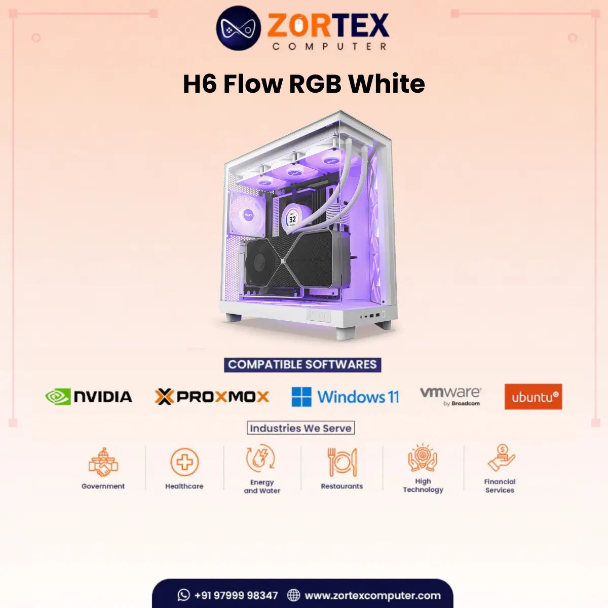 NZXT H6 Flow RGB White PC Case