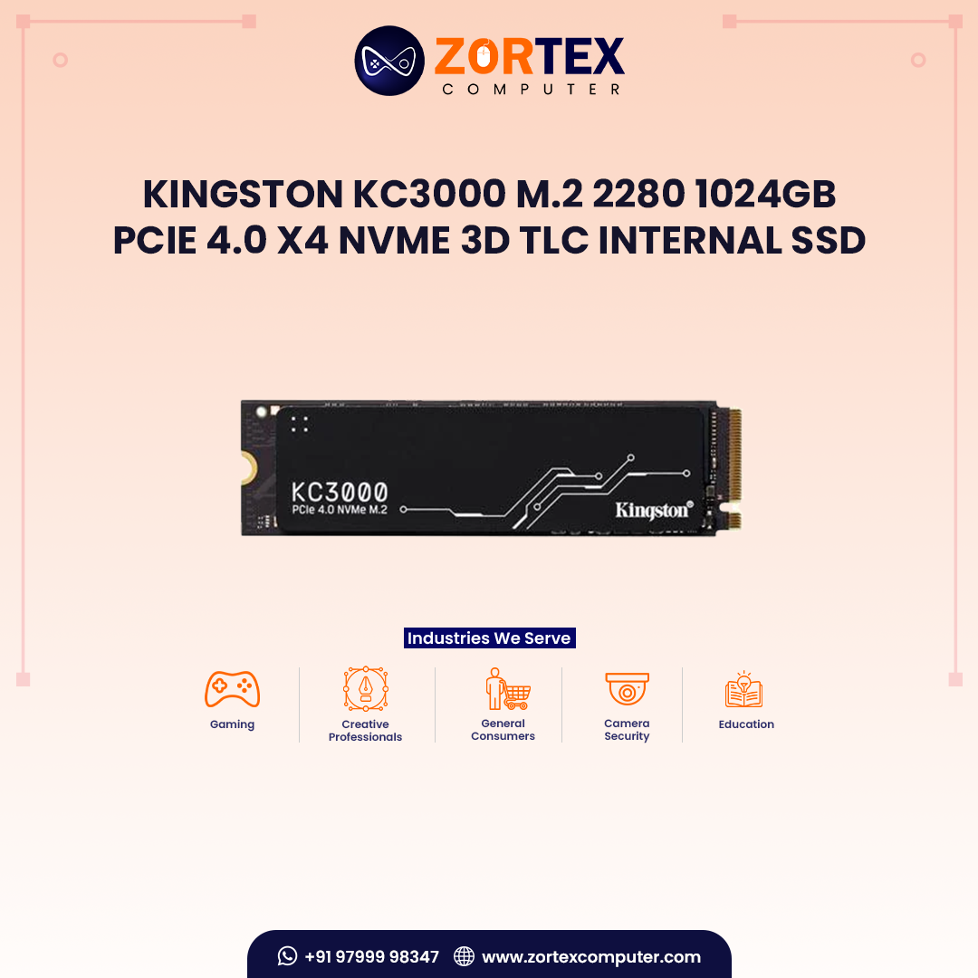 Kingston KC3000 M.2 2280 1024GB PCIe 4.0 x4 NVMe 3D TLC Internal SSD