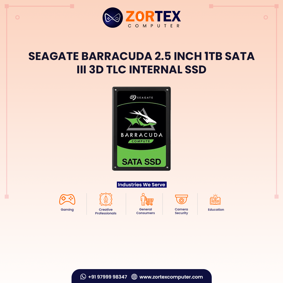 Seagate BarraCuda 2.5 Inch 1TB SATA III 3D TLC Internal SSD