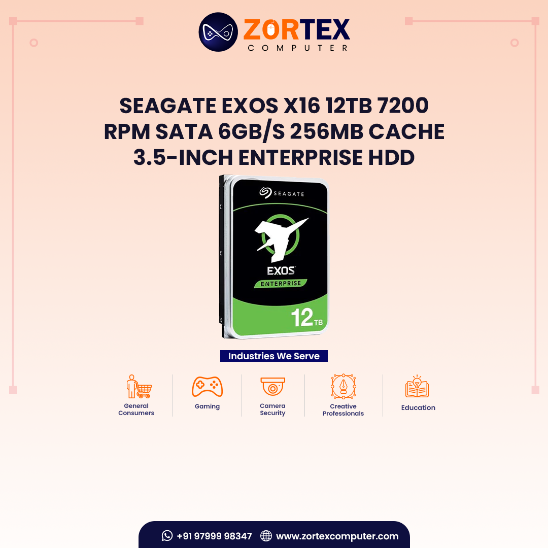 Seagate Exos X16 12TB 7200 RPM SATA 6Gb/s 256MB Cache 3.5-Inch Enterprise HDD