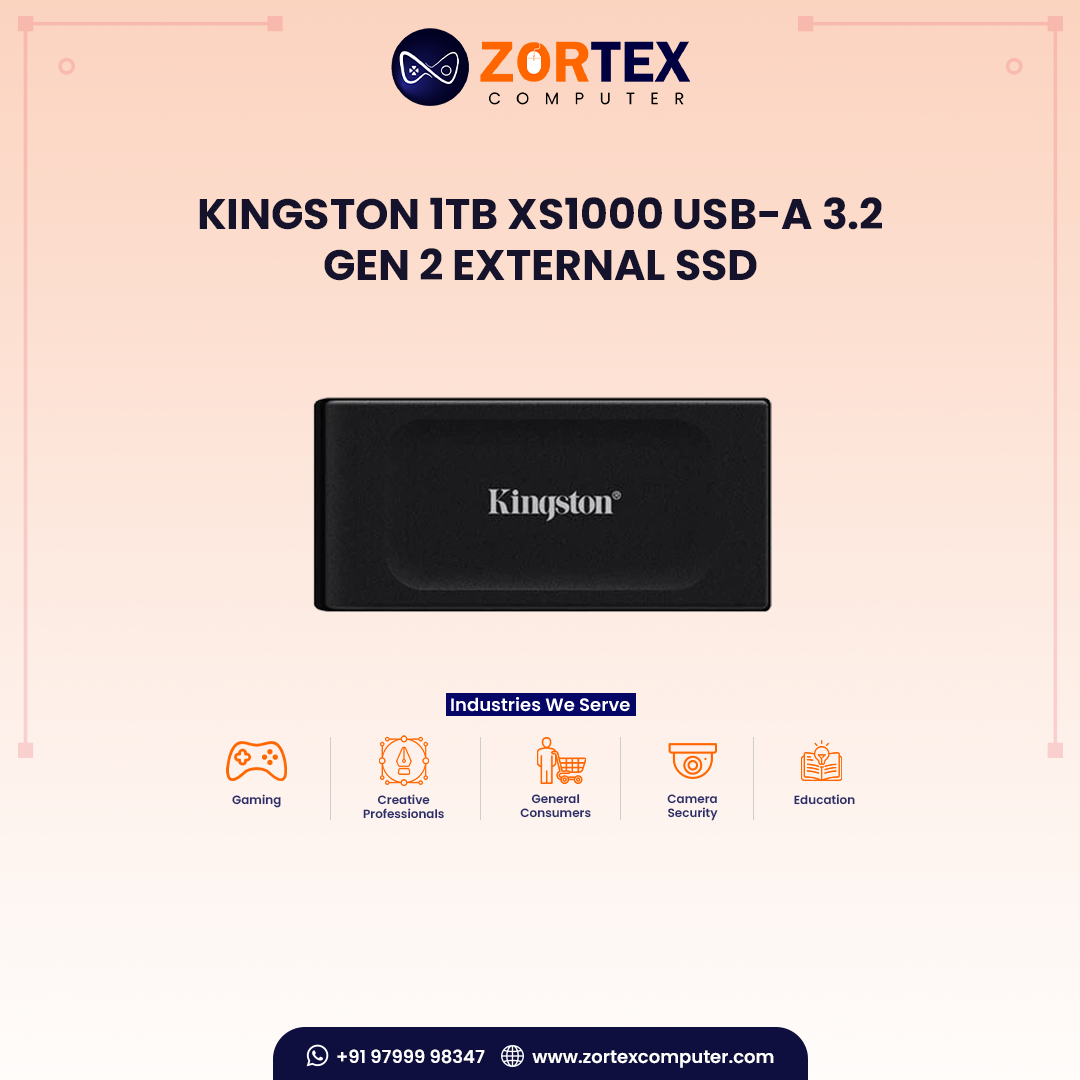 Kingston 1TB XS1000 USB-A 3.2 Gen 2 External SSD