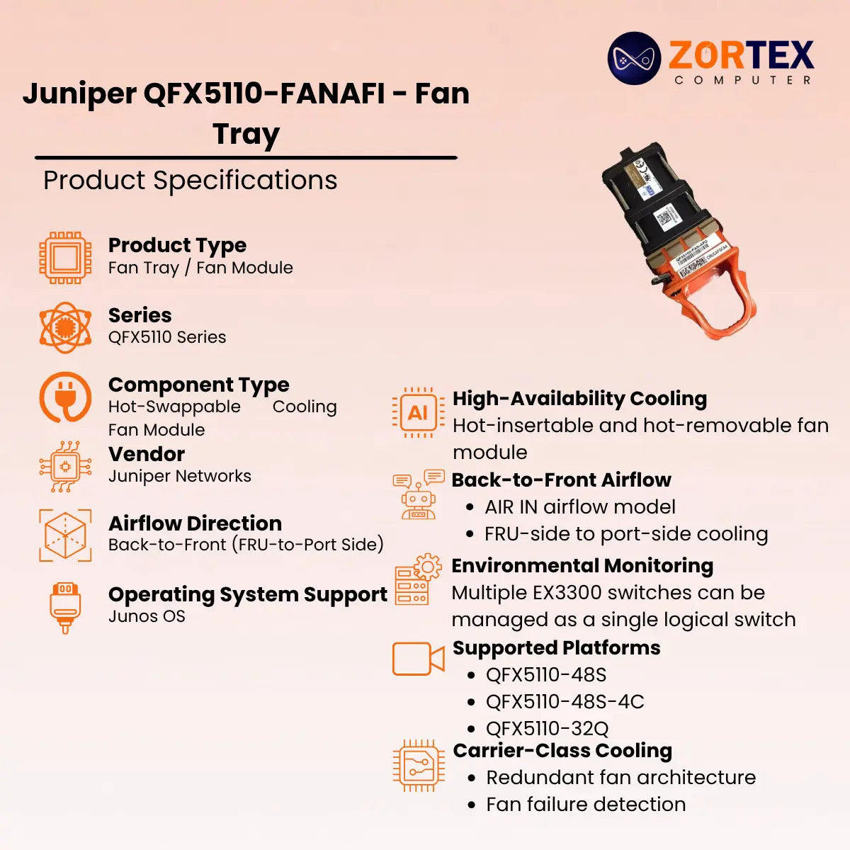 Juniper Qfx5110 Fanafi Fan Module Fan Tray Juniper networking hardware image 2