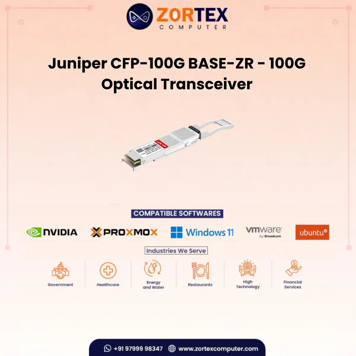 Juniper Cfp 100Gbase Zr 100G Optical Transceiver Juniper networking hardware image
